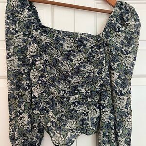 Astr Blue Floral Blouse